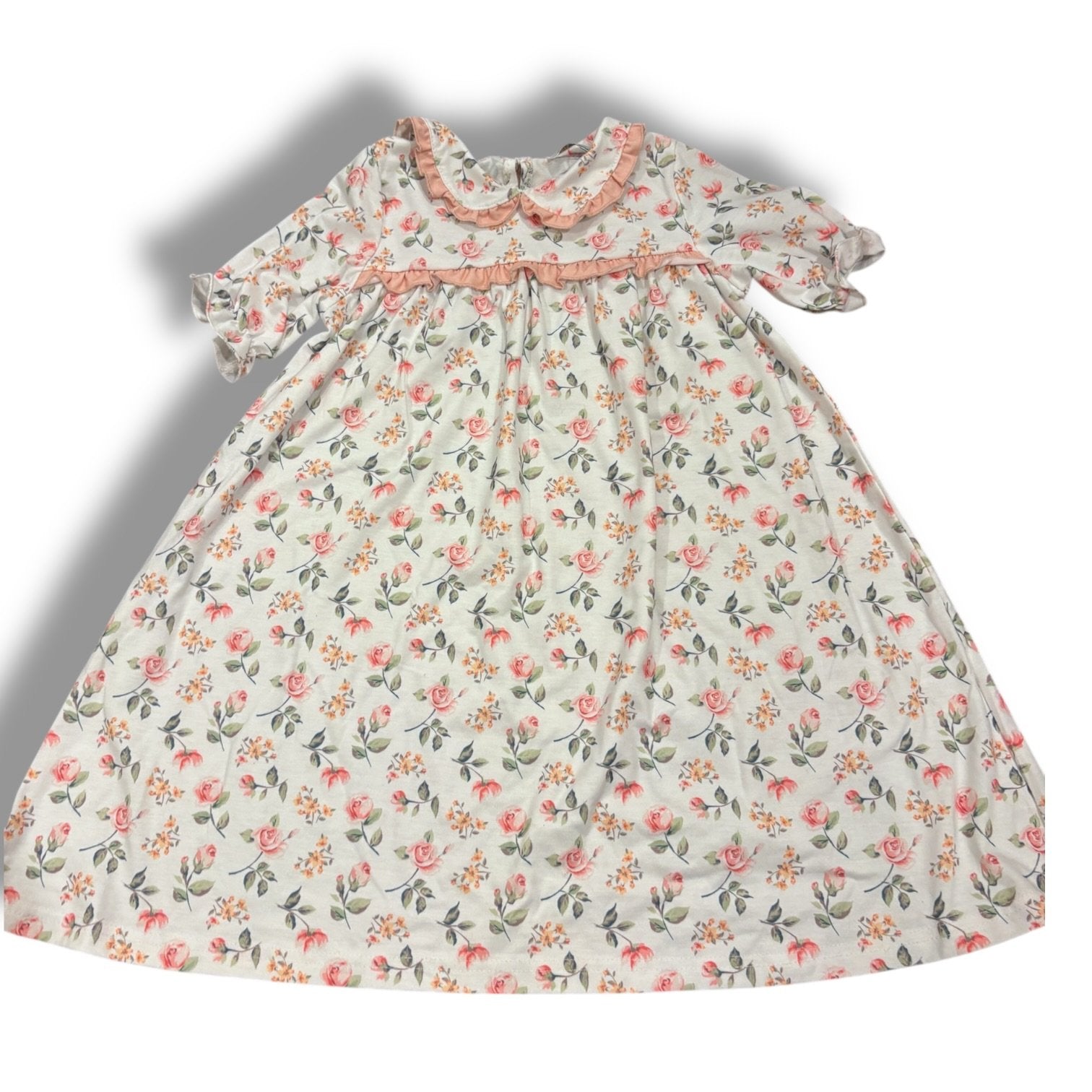 Size 5 Sunshine Smocks pink floral short sleeve dress with collar Default Title / 5 / Girl