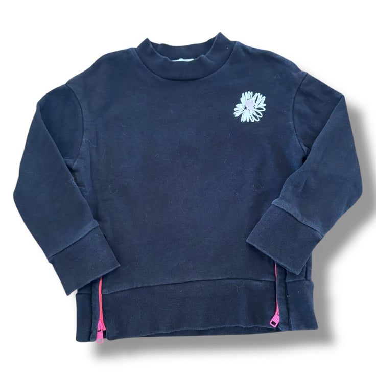Size 6 Stella McCartney black sweatshirt with flower and neon side zippers Default Title / 6 / Girl