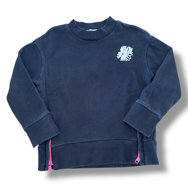 Size 6 Stella McCartney black sweatshirt with flower and neon side zippers Default Title / 6 / Girl