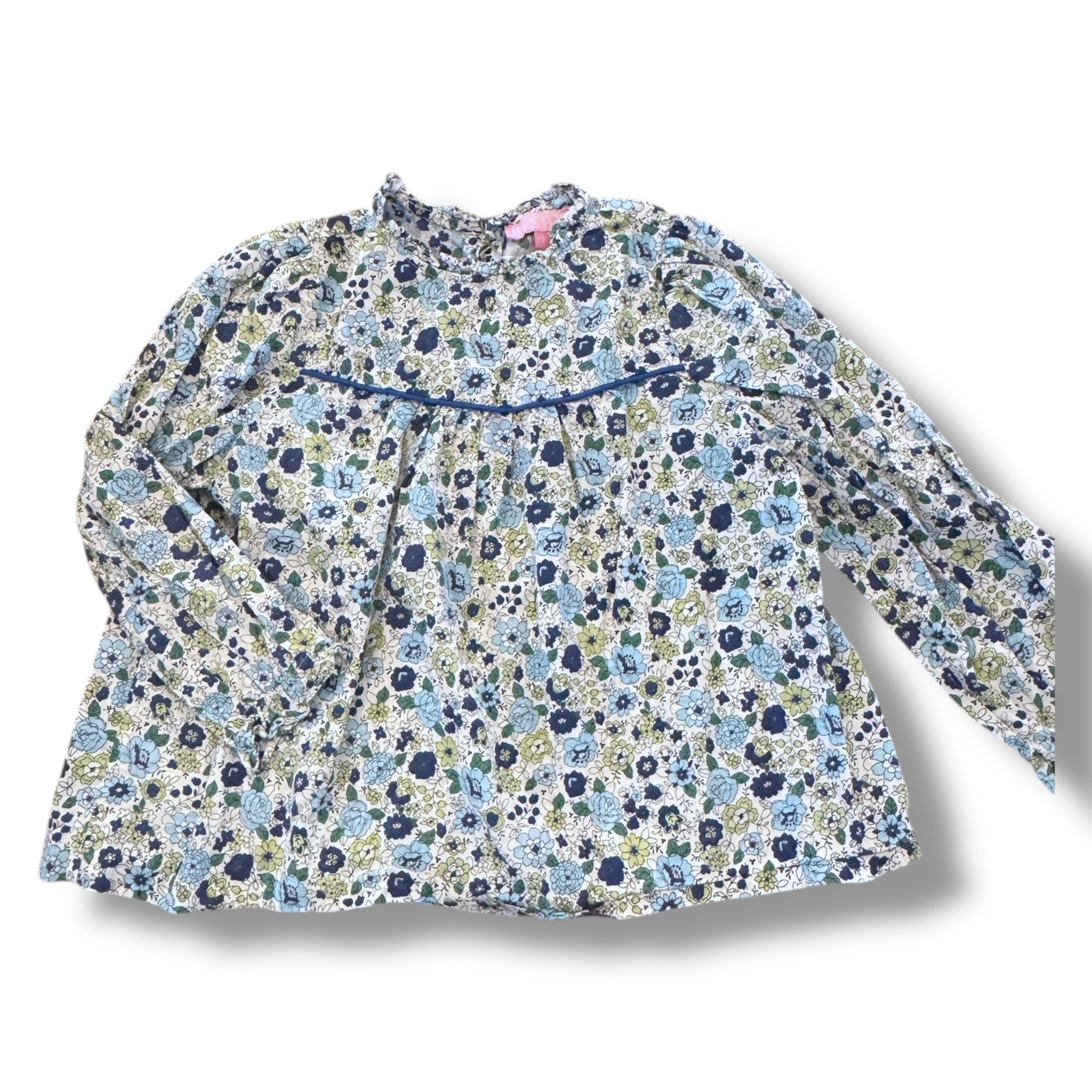 Size 7 Bisby white blue/green floral long sleeve top Default Title / 7 / Girl