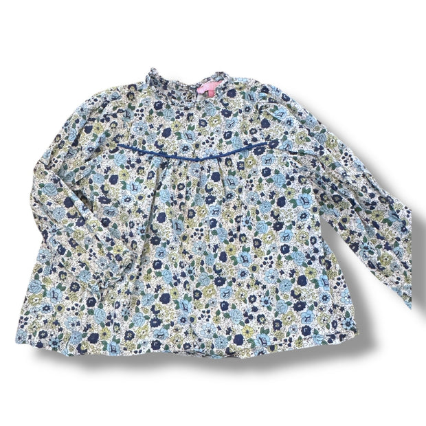 Size 7 Bisby white blue/green floral long sleeve top Default Title / 7 / Girl