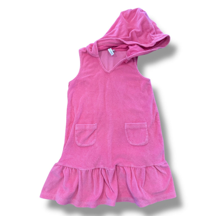 Size 5 Janie and Jack hot pink hooded terry coverup with ruffle hem Default Title / 5 / Girl