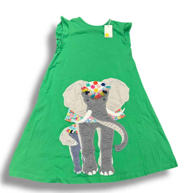 Size 11-12 Boden green short sleeve dress with elephant - NWT Default Title / 12-Nov / Girl