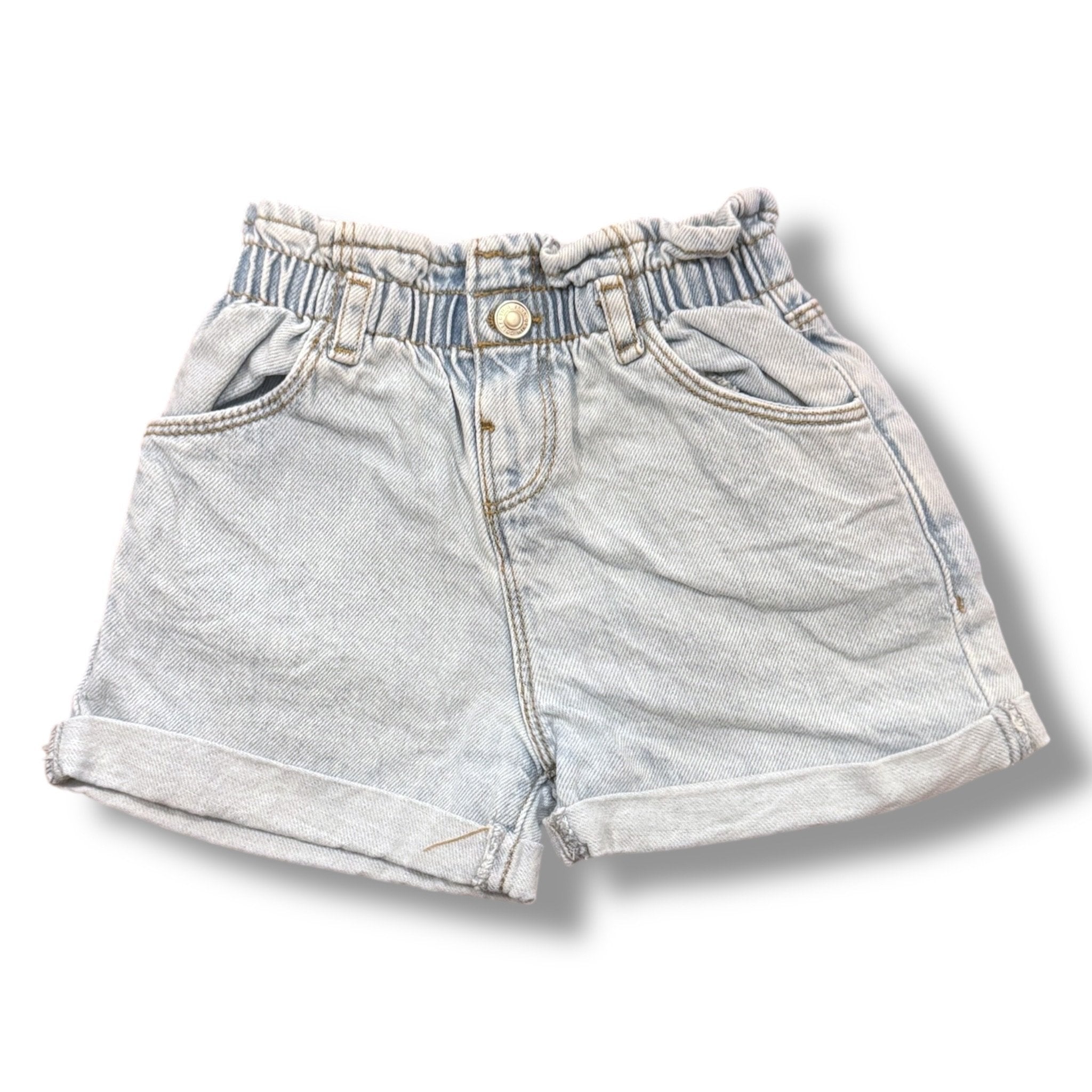 Size 2-3 Zara light denim shorts with adjustable waist with folded hem Default Title / 3-Feb / Girl
