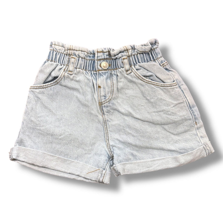 Size 2-3 Zara light denim shorts with adjustable waist with folded hem Default Title / 3-Feb / Girl