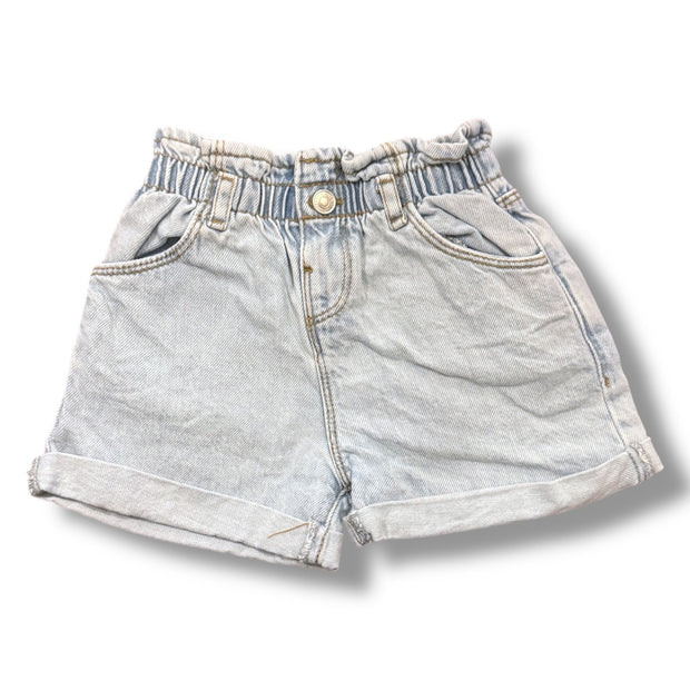 Size 2-3 Zara light denim shorts with adjustable waist with folded hem Default Title / 3-Feb / Girl
