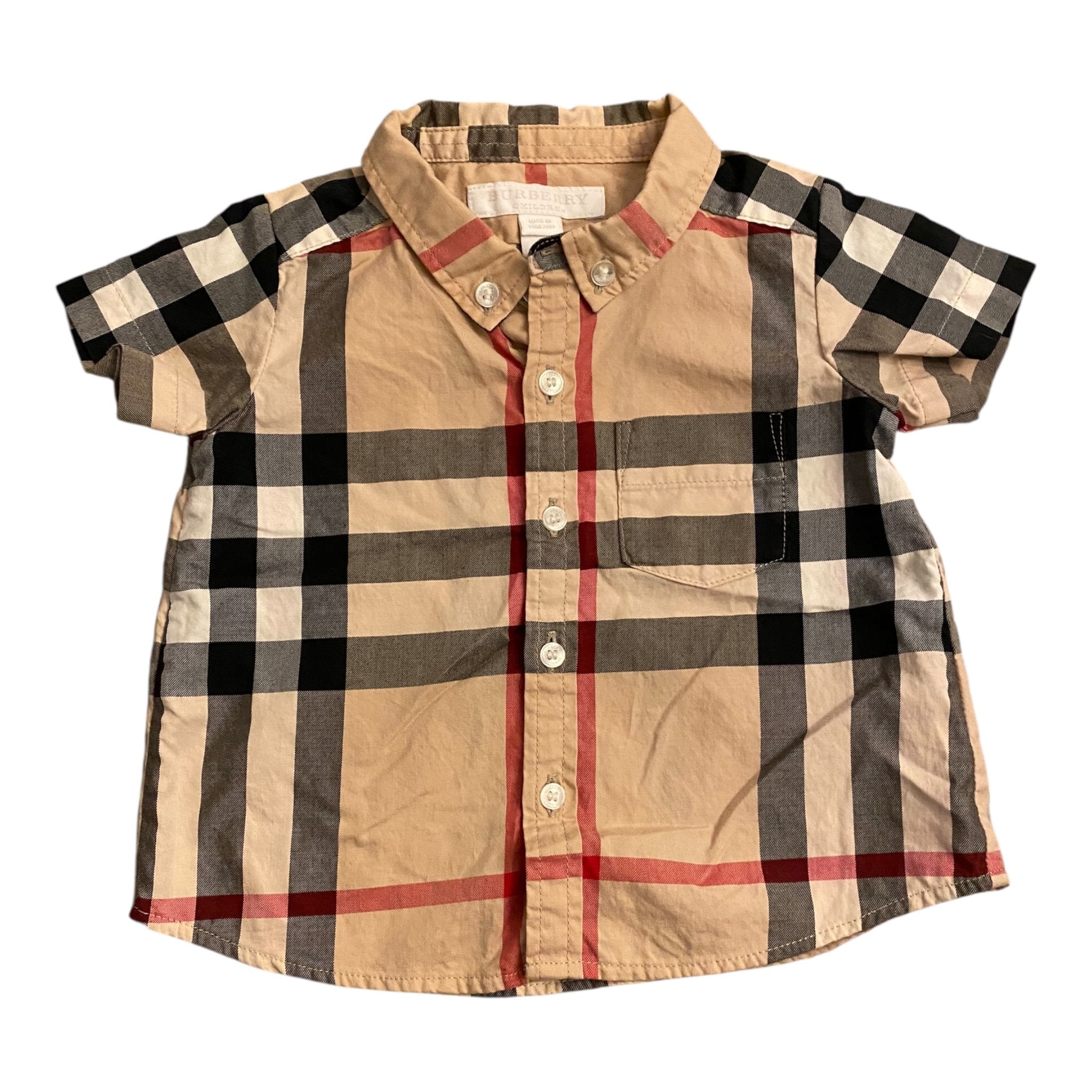 Size 6 month Burberry short sleeve button up shirt Default Title / 6 month / Boy