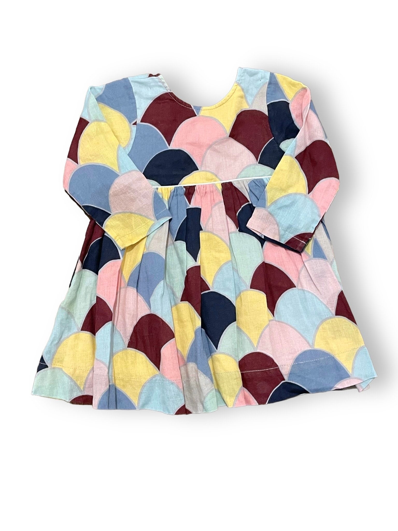 Size 6-12 month Pink Chicken multi color scallop design dress Default Title / 6-12 month / Girl