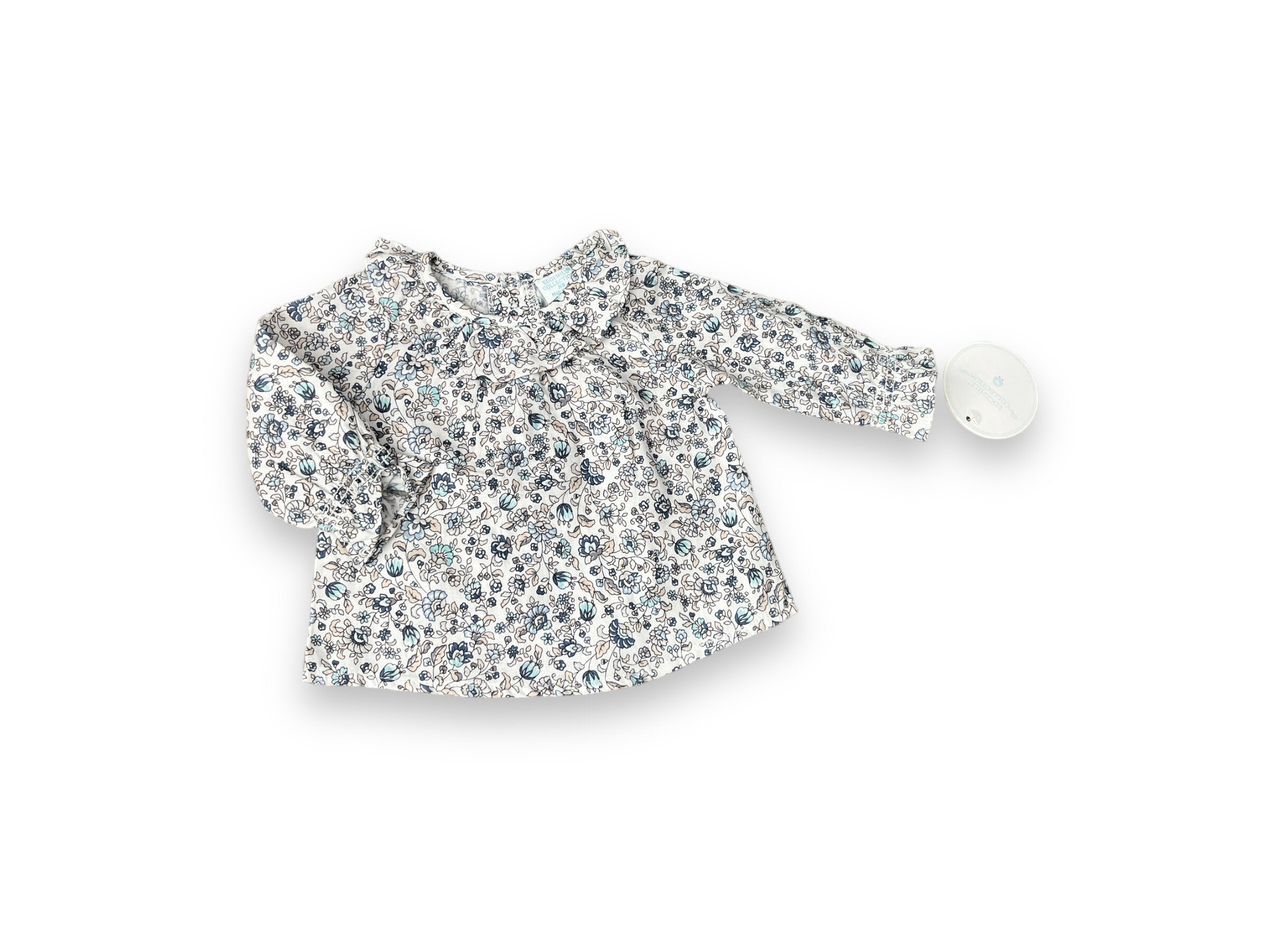 Size Newborn Edgehill collection blue floral top with ruffle collar, NWT Default Title / Newborn / Girl