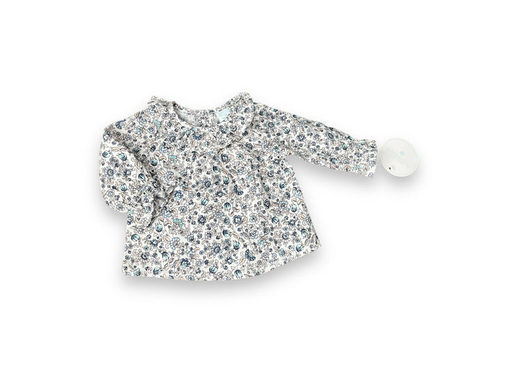 Size Newborn Edgehill collection blue floral top with ruffle collar, NWT Default Title / Newborn / Girl