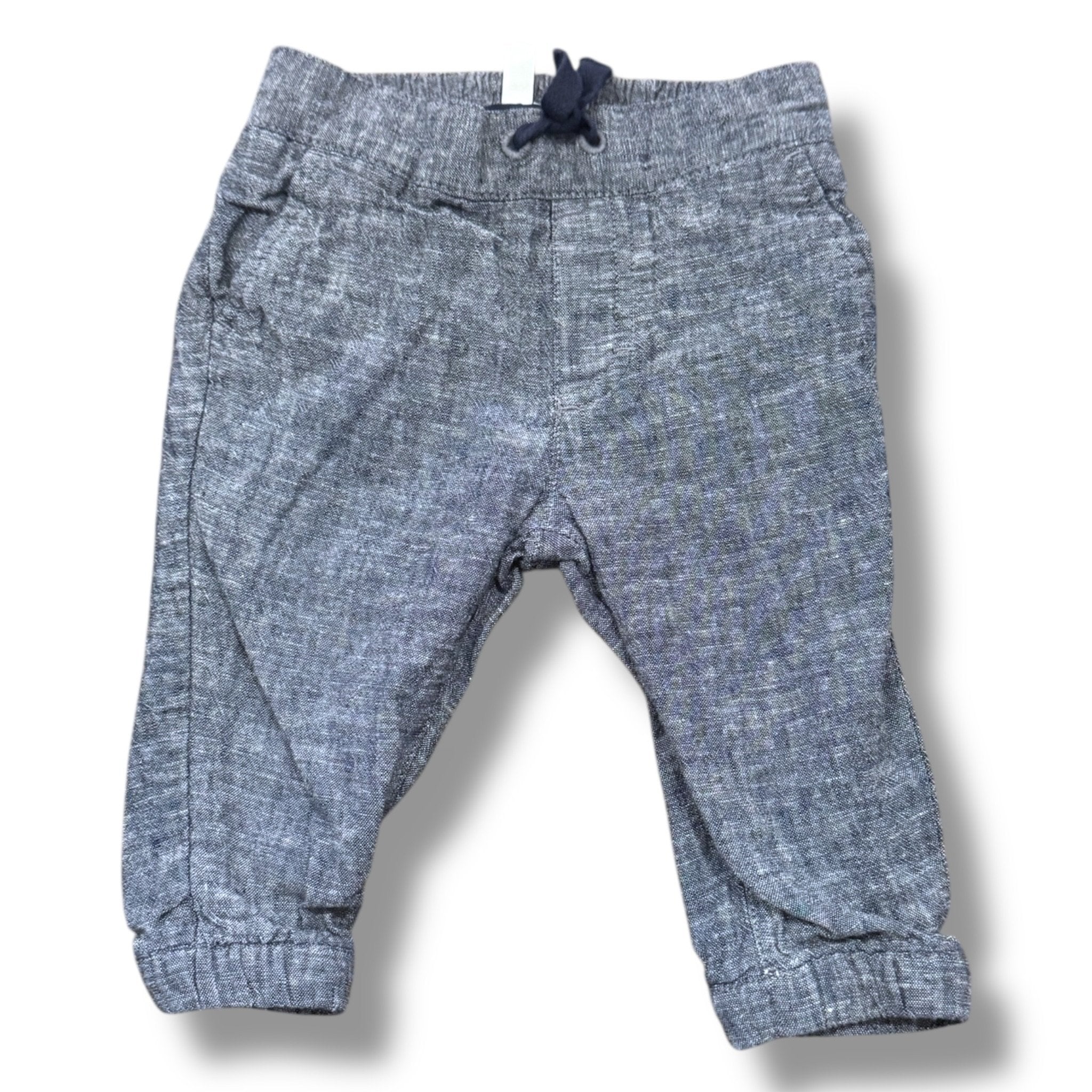 Size 3-6 month Janie and jack blue heathered linen pants Default Title / 3-6 month / Boy