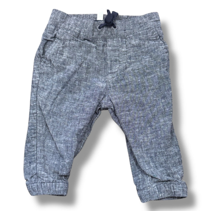 Size 3-6 month Janie and jack blue heathered linen pants Default Title / 3-6 month / Boy