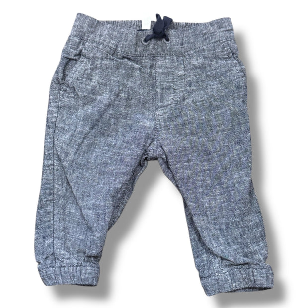 Size 3-6 month Janie and jack blue heathered linen pants Default Title / 3-6 month / Boy