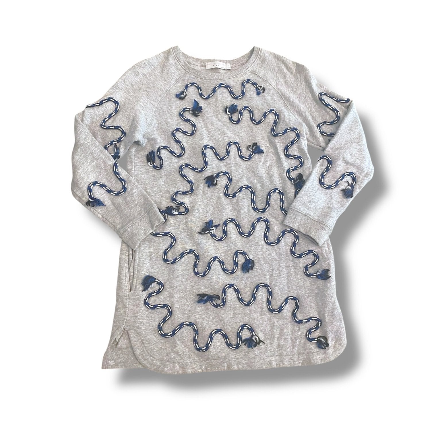 Size 12 Stella McCartney gray sweater dress with blue and black emroidered details Default Title / 12 / Girl
