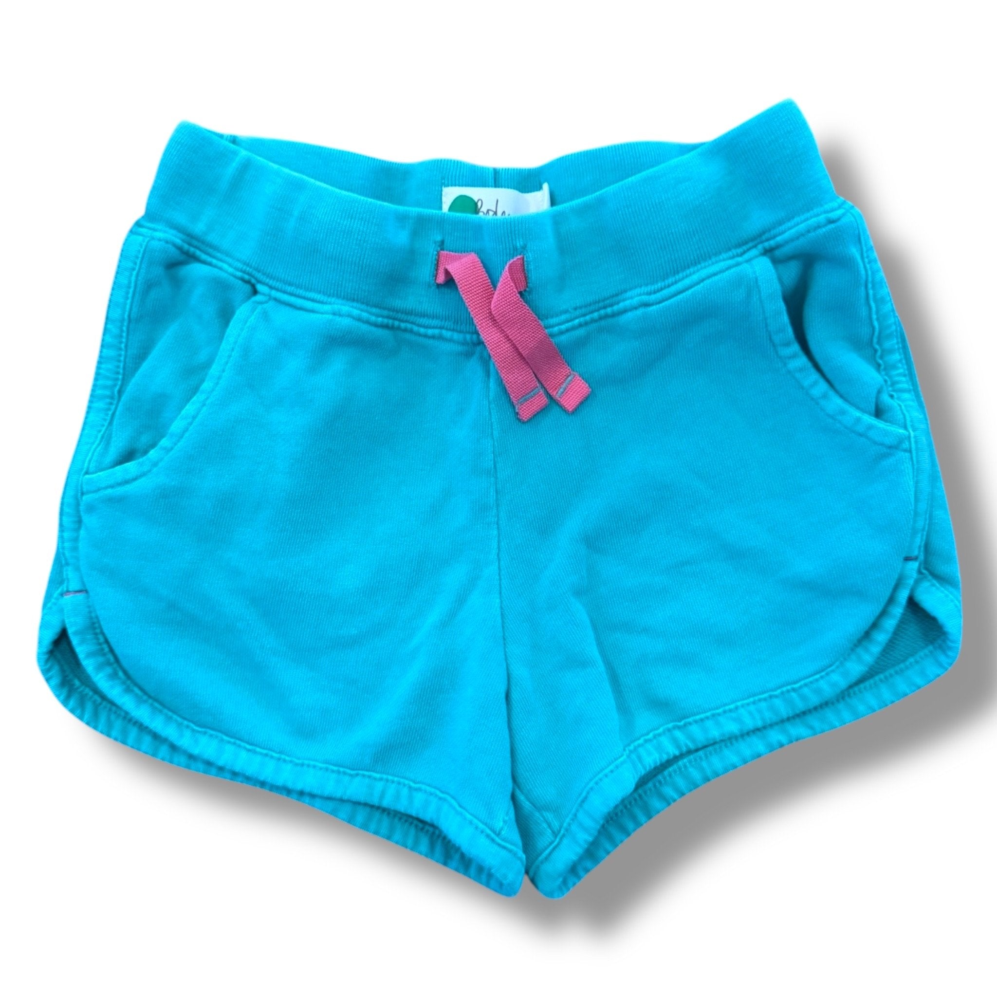 Size 6 Boden pull on turquoise shorts with pink tie Default Title / 6 / Girl