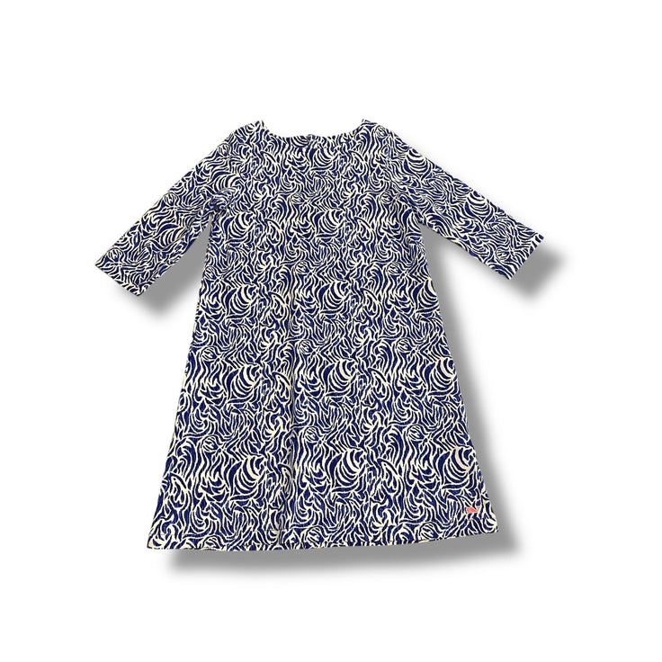Size 7-8 Vineyard Vines blue and white dress with 3/4 sleeve and zipper in the back Default Title / 8-Jul / Girl