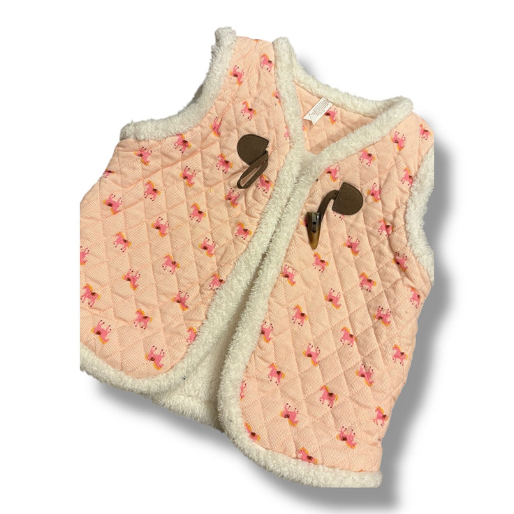 Size 6 Matilda jane pink vest with horses, sherpa trim Default Title / 6 / Girl