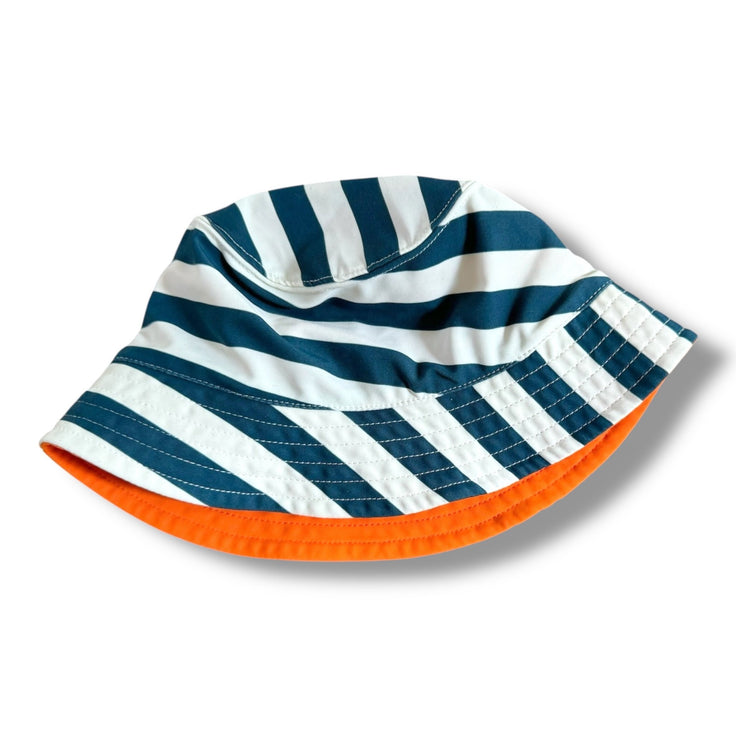 Size 2-4 Tea Collection dark blue and white stripe hat with orange inside Default Title / 4-Feb / -
