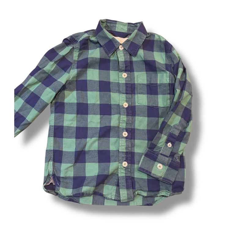 Size 3-4 Boden navy/mint green checkered flannel buttondown Default Title / 4-Mar / Boy