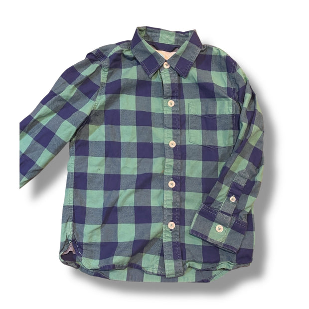 Size 3-4 Boden navy/mint green checkered flannel buttondown Default Title / 4-Mar / Boy