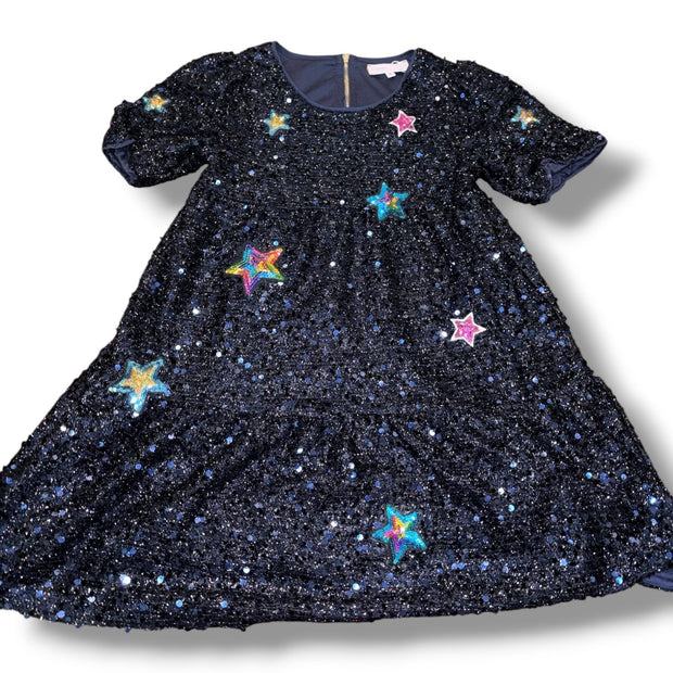Size 8 Baby Sara navy sequin dress w/ star patches NWT Default Title / 8 / Girl
