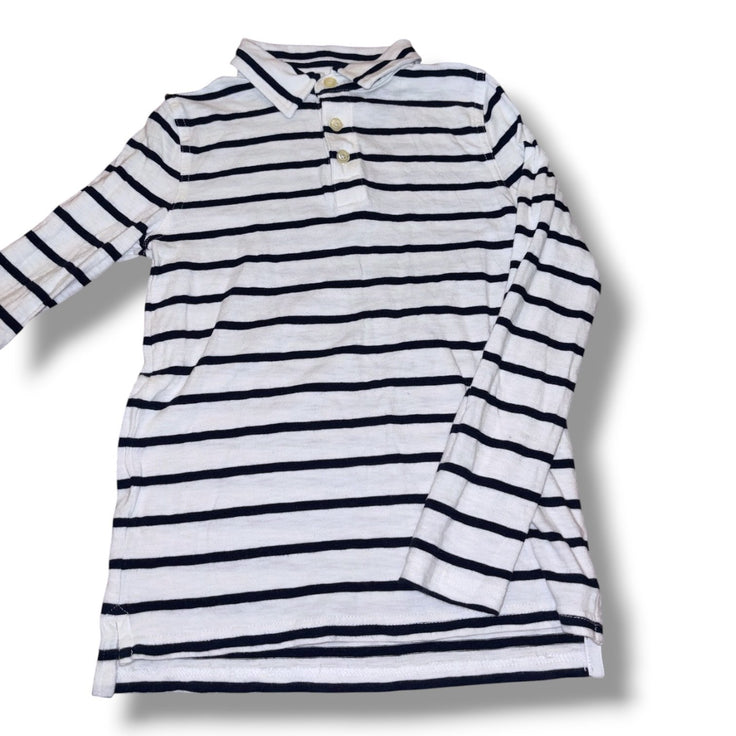 Size 6-7 Crewcuts navy/white striped knit long-sleeve polo shirt Default Title / 7-Jun / Boy