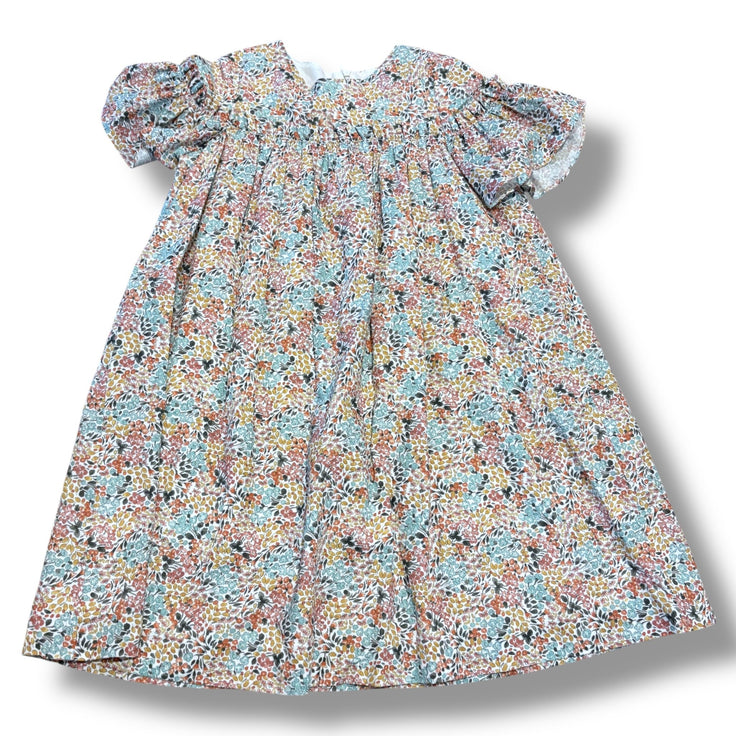 Size 7 Gabby blush pink/tan/blue floral short sleeve dress Default Title / 7 / Girl