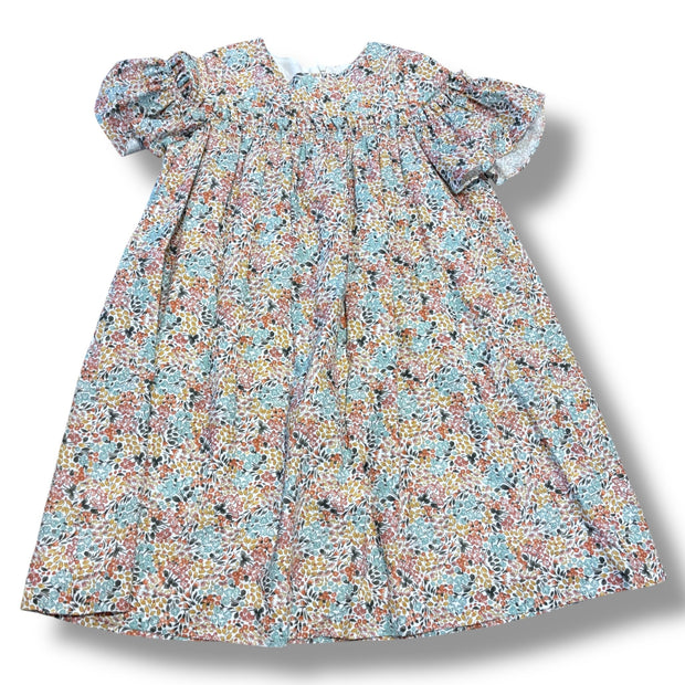 Size 7 Gabby blush pink/tan/blue floral short sleeve dress Default Title / 7 / Girl