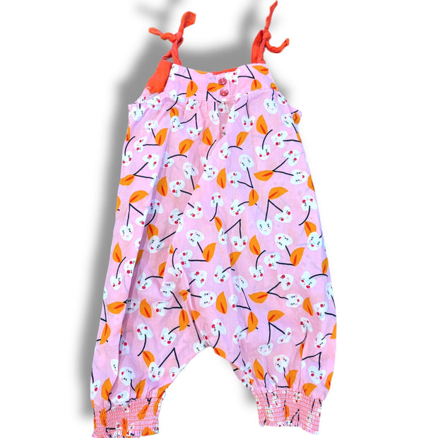 Size 9 month Catimini pink tank romper with cherries Default Title / 9 month / Girl