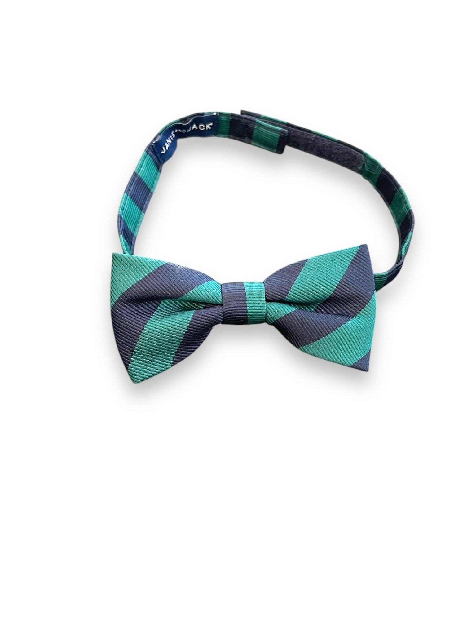 Size Janie and Jack navy and green stripe bow tie Default Title / One Size / -