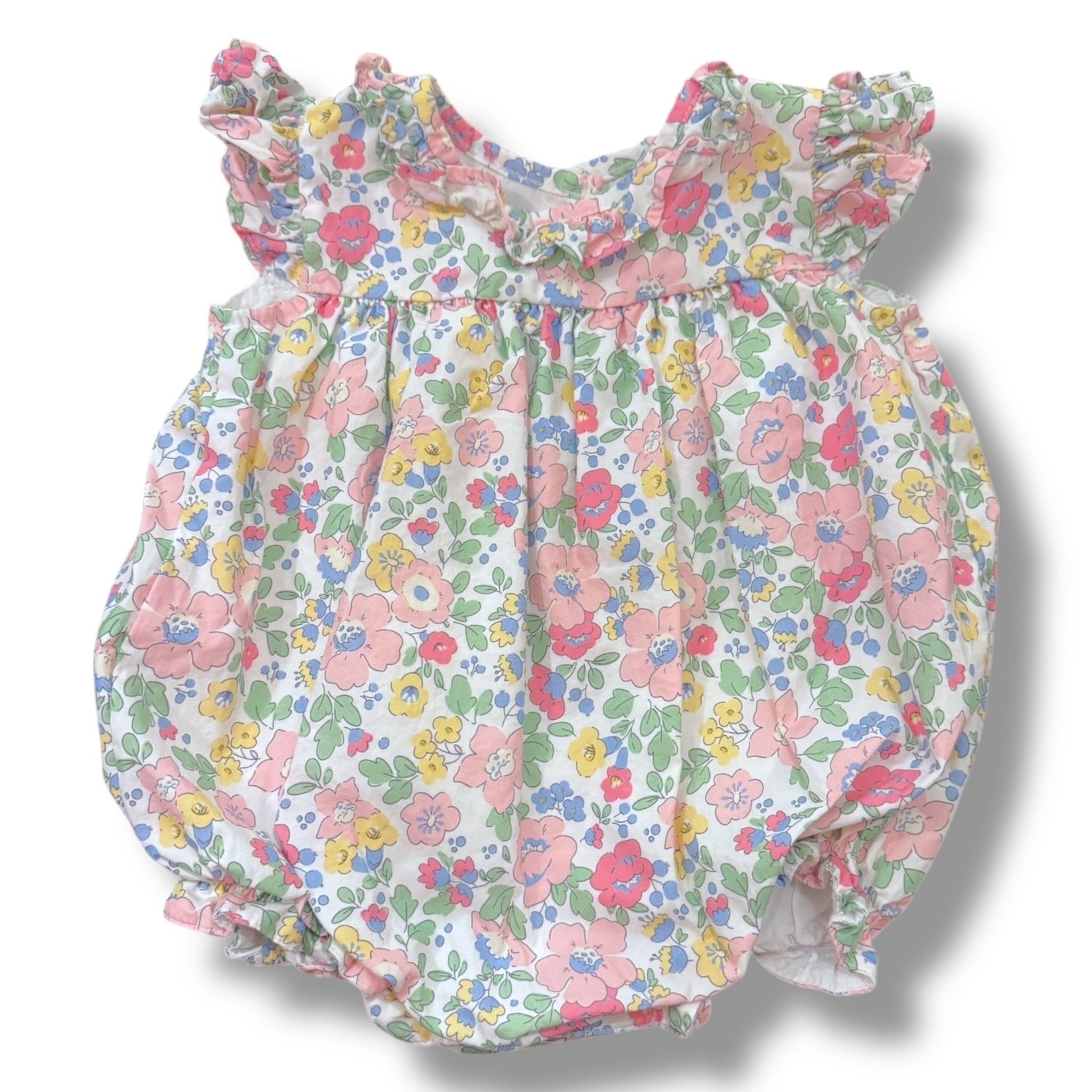 Size 12 month Cecil and lou pastel floral bubble, ruffle neck Default Title / 12 / -