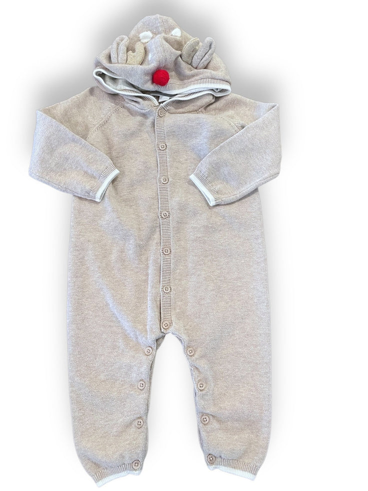 Size 9-12 month Little white company reindeer hooded sweater romper Default Title / 9-12 month / Boy