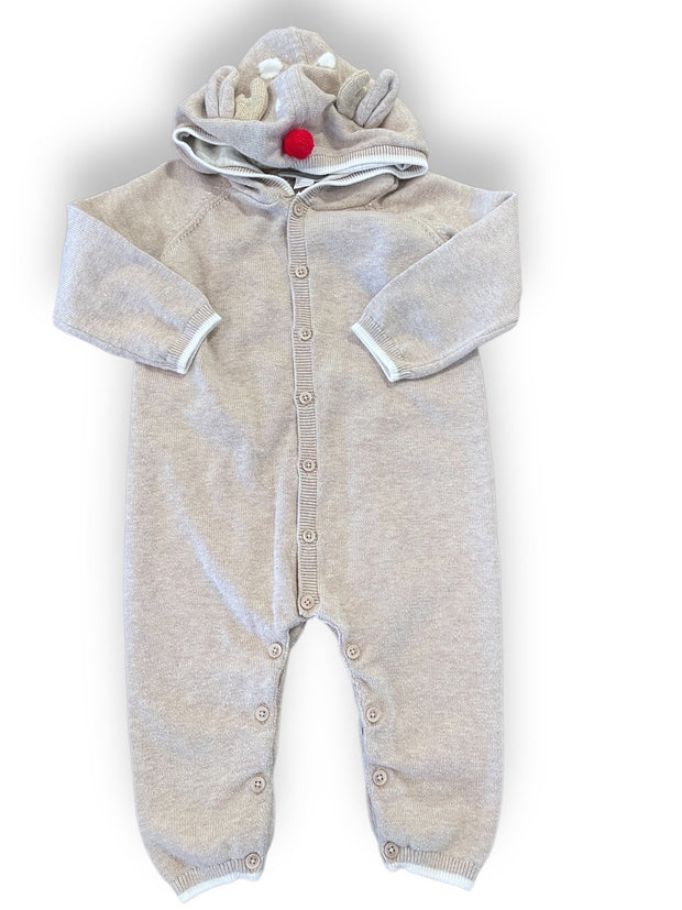 Size 9-12 month Little white company reindeer hooded sweater romper Default Title / 9-12 month / Boy