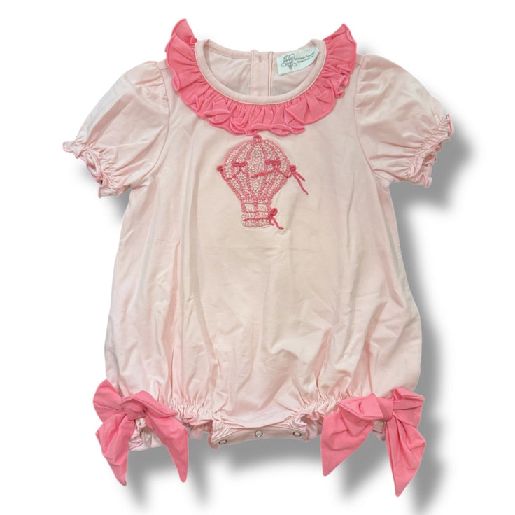 Size 12 month Savannah Smocks pink cotton bubble with embroidered hot air balloon- NWT Default Title / 12 / Girl