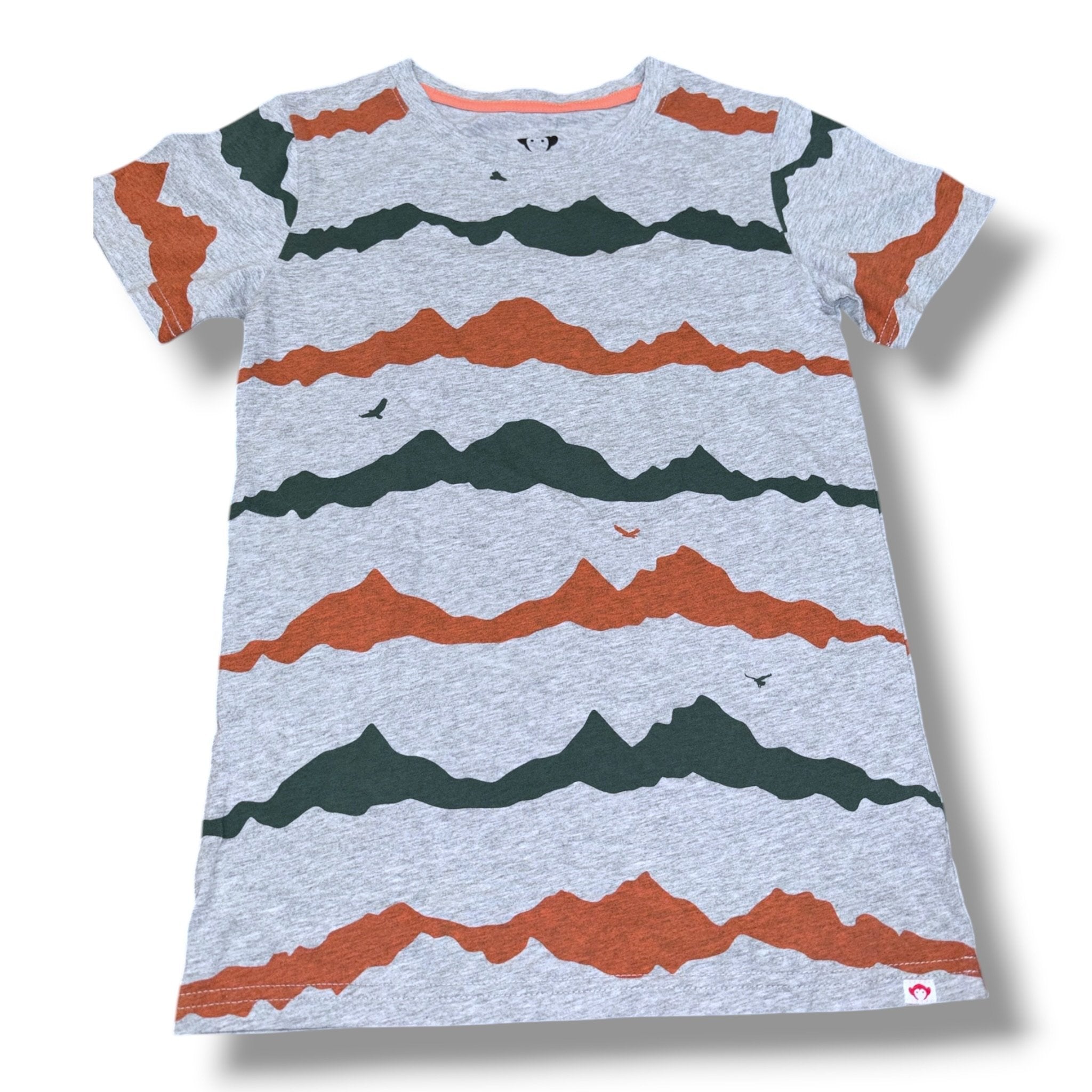Size 12 Appaman gray tee w/ orange/green mountain stripes Default Title / 12 / Boy