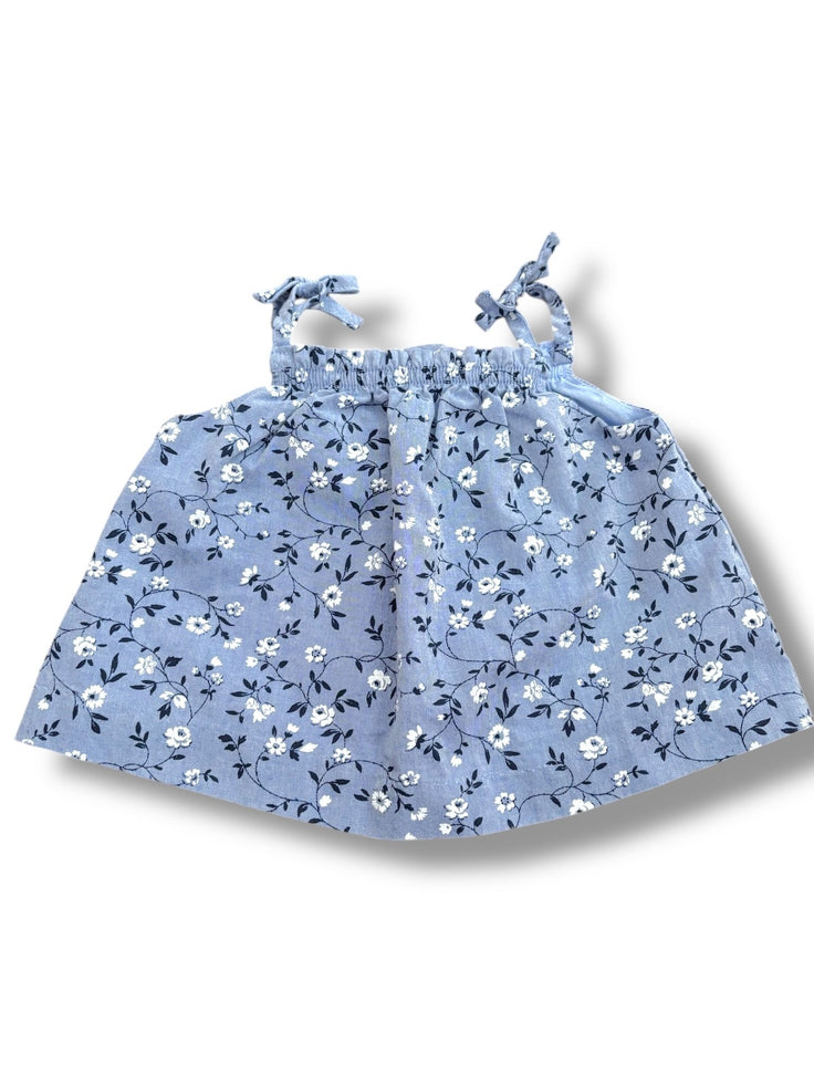 Size 0-3 month Janie and Jack chambray swing top with navy/white flowers Default Title / 0-3 month / -