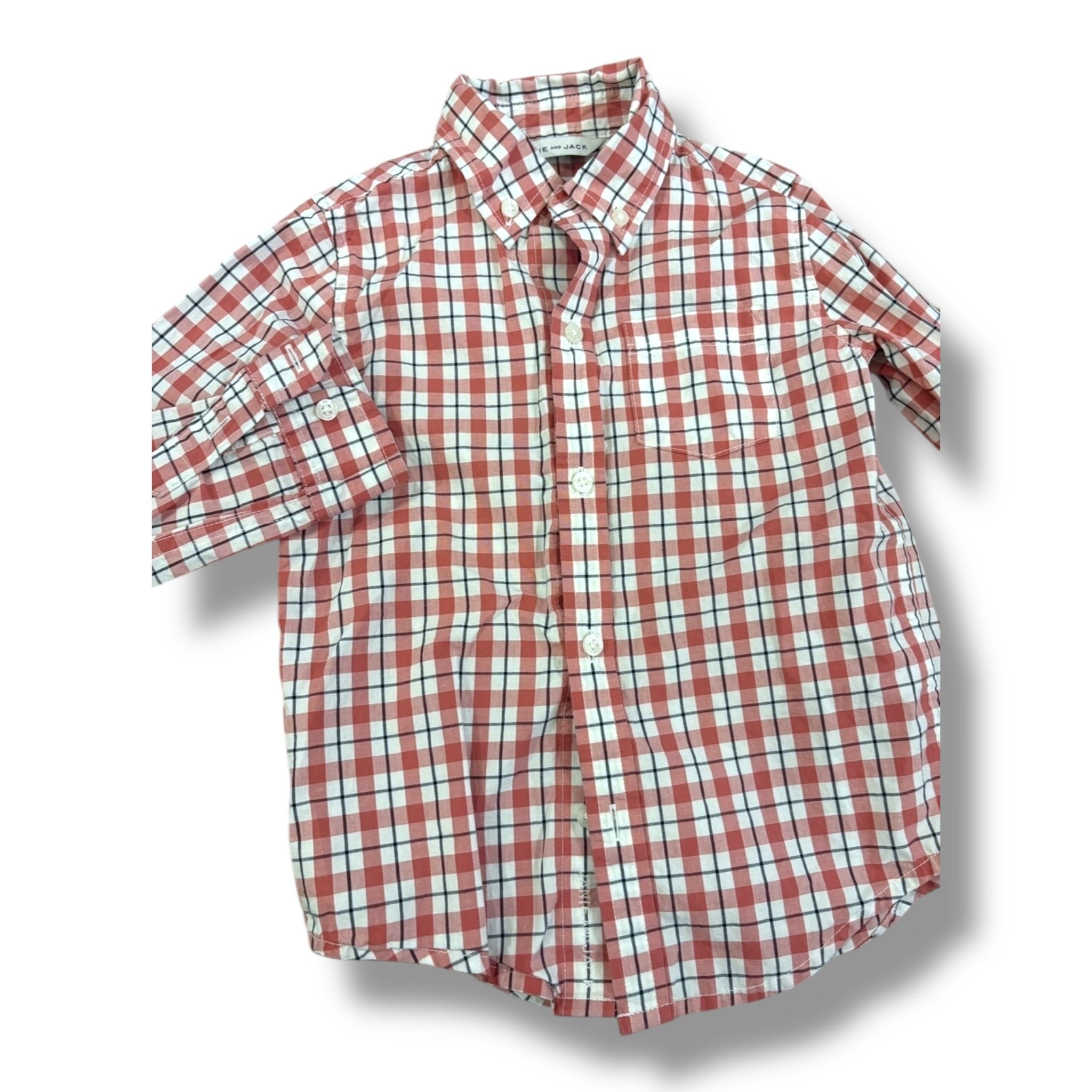 Size 3 Janie and Jack red/white checked button down with black lines Default Title / 3 / Boy