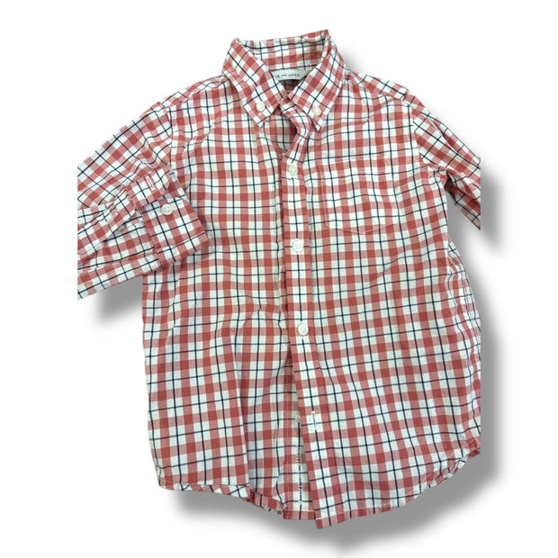 Size 3 Janie and Jack red/white checked button down with black lines Default Title / 3 / Boy