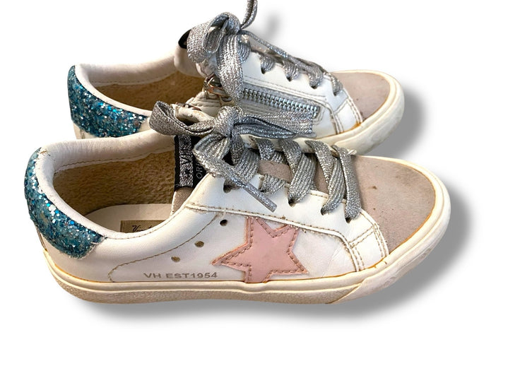Size 12 Vintage Havana sneakers with pink star and blue glitter heel/silver laces Default Title / 12 / -