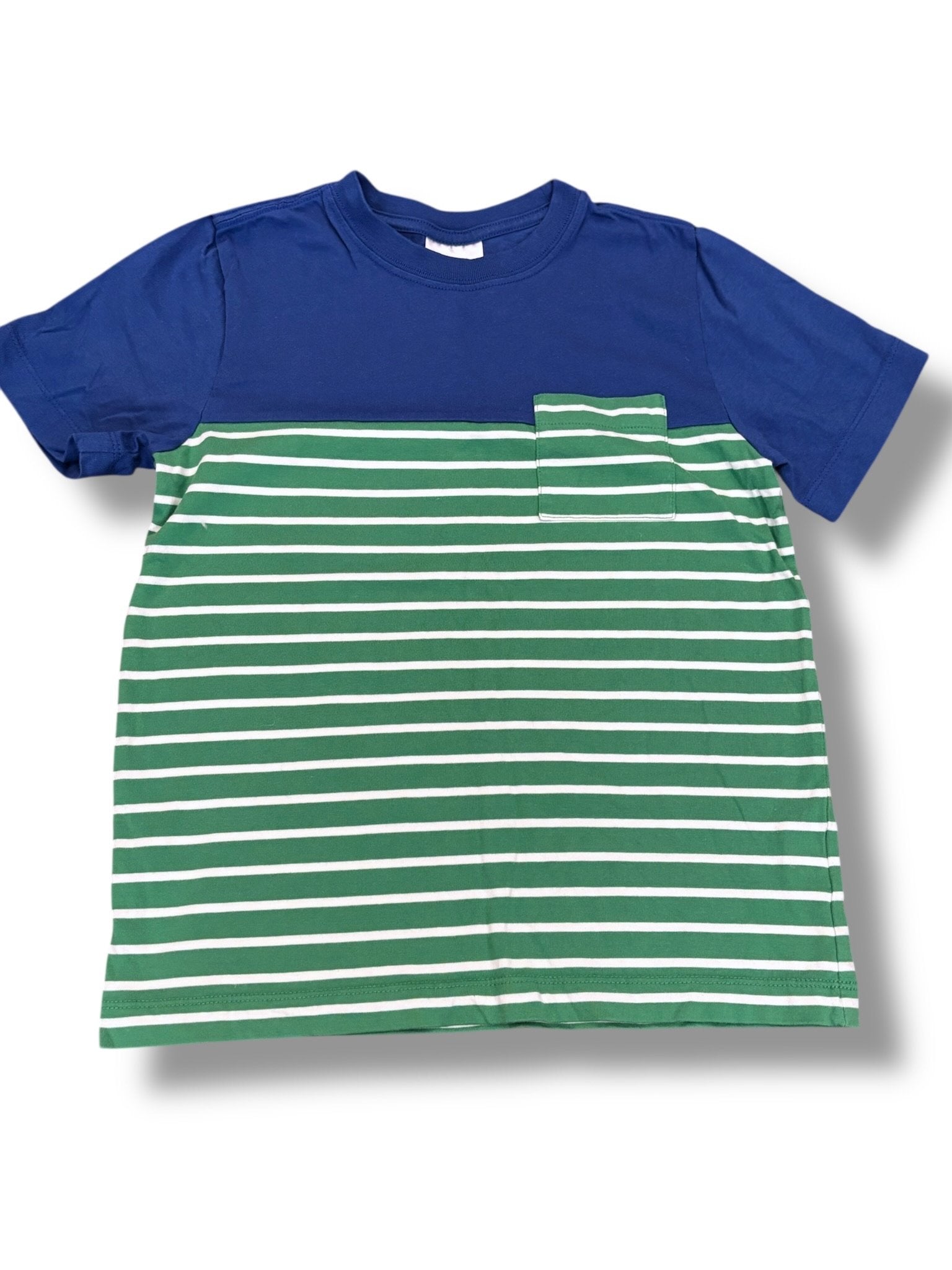 Size 8 Hanna Andersson tee w/ royal blue top, green/white striped bottom Default Title / 8 / Boy