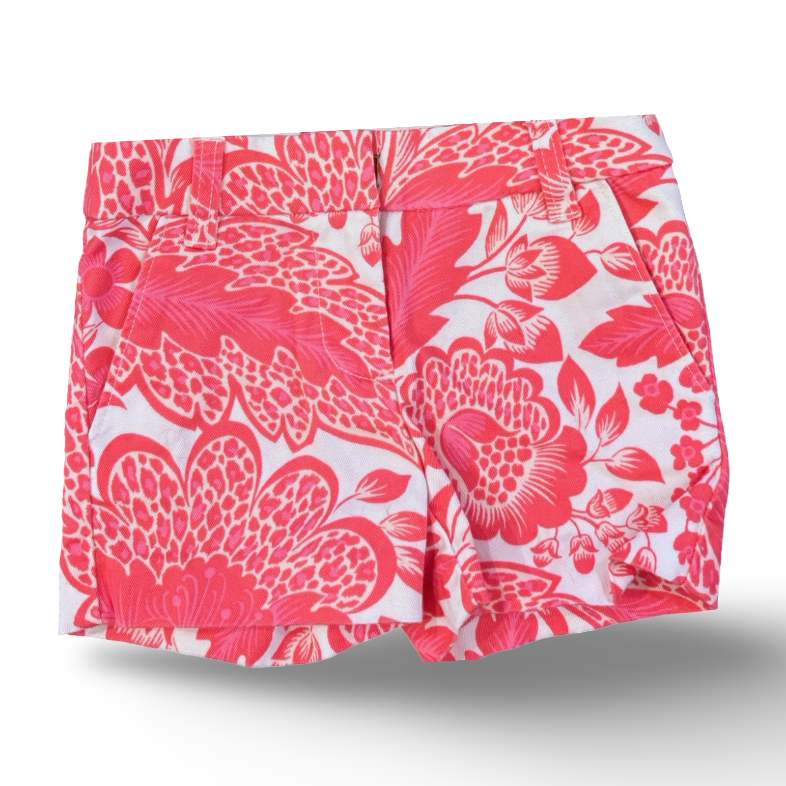 Size 2 Crewcuts white shorts with large bright pink tropical flower print Default Title / 2 / Girl