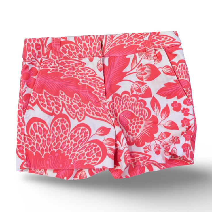 Size 2 Crewcuts white shorts with large bright pink tropical flower print Default Title / 2 / Girl