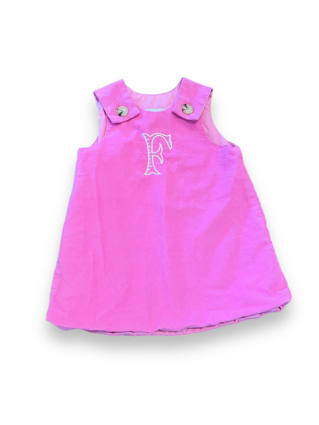 Size 18-24 month TBBC pink cord jumper with 'F' monogram Default Title / 18-24 month / Girl