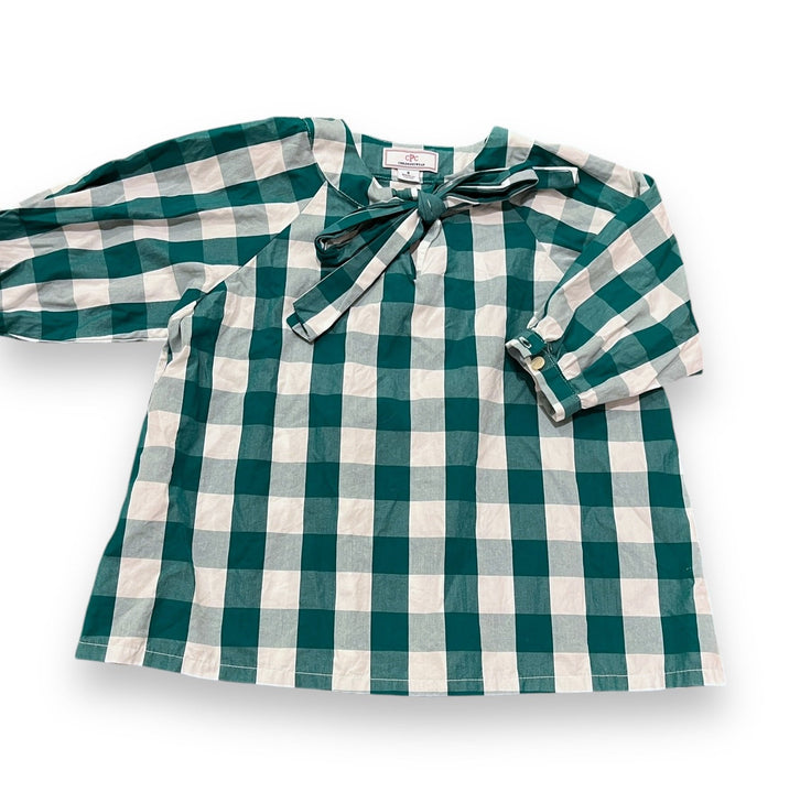 Size 8 CPC kids green/white check top with bow Default Title / 8 / Girl