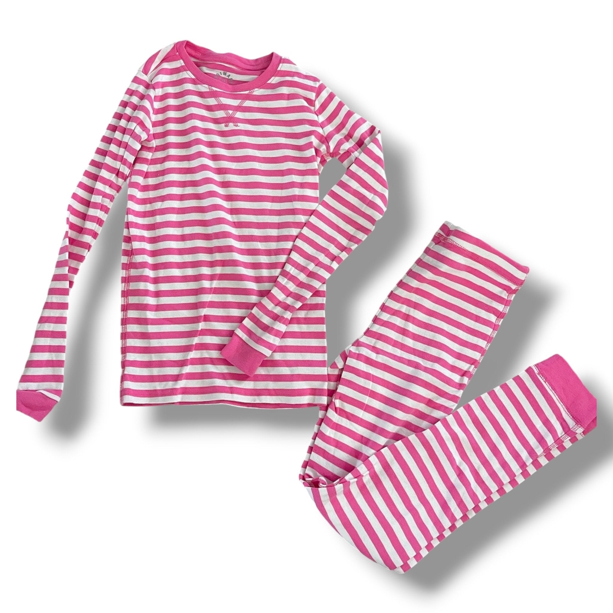 Size 12 Primary pink and white striped pjs Default Title / 12 / Girl