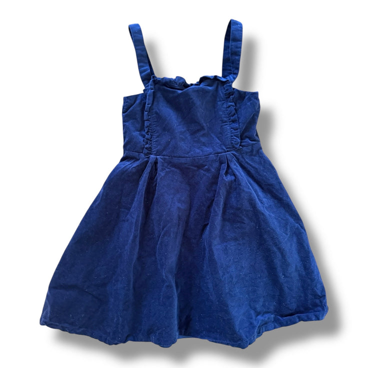 Size 7 Janie & Jack navy velvet dress with ruffle detail at top Default Title / 7 / Girl