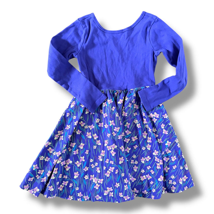 Size 7 Tea Collection purple dress with pink & yellow flowers on skirt Default Title / 7 / Girl