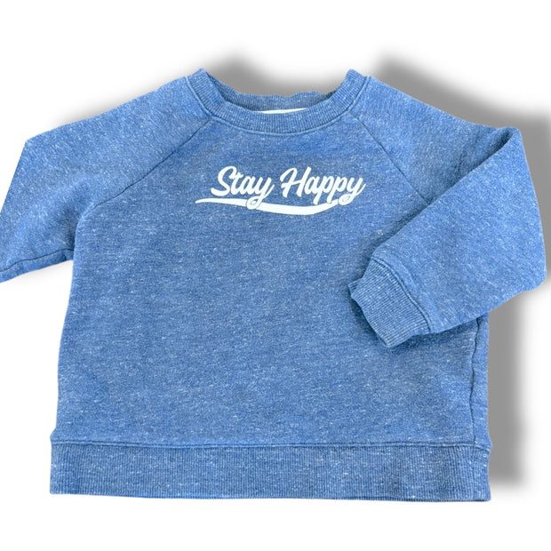 Size 2 Janie and Jack blue crewneck sweatshirt with "Stay Happy" Default Title / 2 / Boy