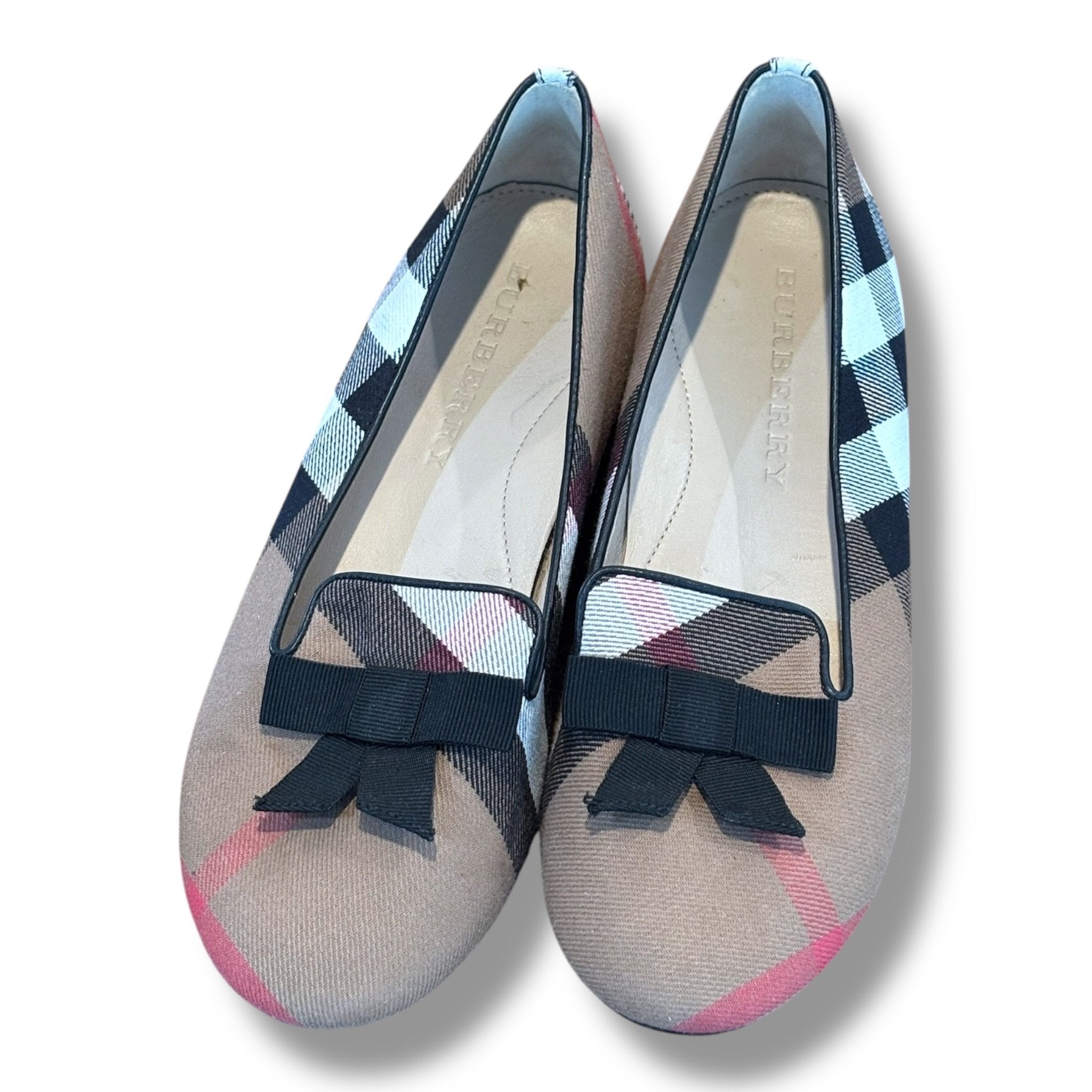 Size girls 3.5 Burberry flats w/ black grosgrain bows Default Title / 3.5 / Girl