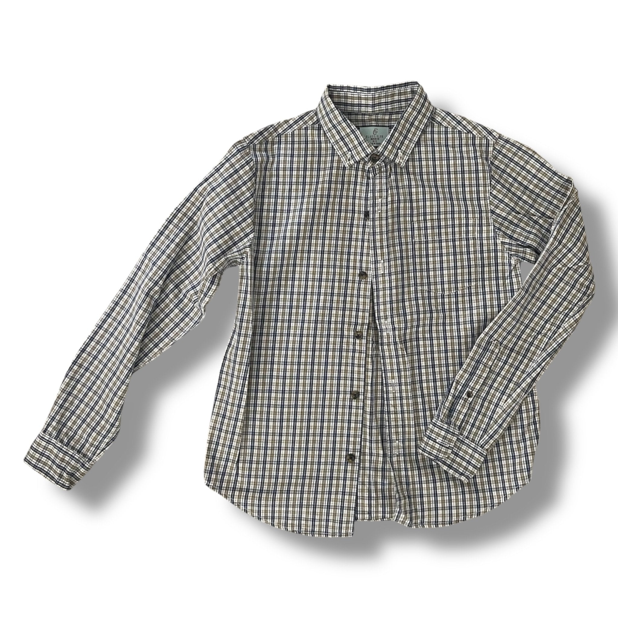 Size 10-12 Class/Club modern fit navy and hunter green plaid button down Default Title / 12-Oct / Boy